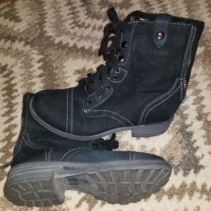 Black brushed leather combat style boots. Size 7